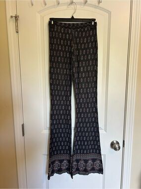 Tilly's boho Black Patterned Flare Pants with Border Detail